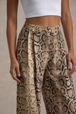 Shaniya Snake Print Wide-Leg Trousers