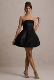 Clarabell Black Sequin Bandeau Structured Mini Dress