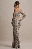 Vitality Snake Print Ruched Drape Maxi Skirt