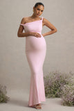 Lita Pink Twisted Asymmetric Maternity Maxi Dress