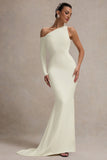 Contradiction Cream One-Sleeve Asymmetric Maxi Dress