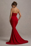 Impress Me Red Strapless Bandeau Fishtail Maxi Dress