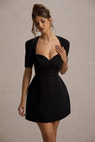 Johanna Black Sweetheart Short-Sleeve Mini Dress