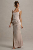 Admire Champagne Satin Corset Wrap Maxi Dress