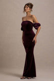 Amandine Port Velvet Bardot Maxi Dress