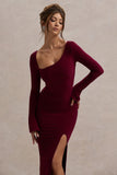 Cosmos Port Asymmetric Long-Sleeve Split Maxi Dress