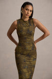 Jacinda Yellow Floral Print Bodycon Maxi Dress