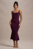 Addison Port Cowl-Neck Open-Back Midi Dress With Lace
