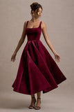 Francisca Berry Velvet Strappy Volume-Hem Midi Dress