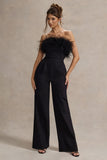 Delta Black Feather Bandeau Wide-Leg Jumpsuit