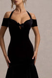 Nominee Black Velvet Halter-Neck Maxi Dress