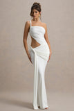 Giovanna White Asymmetric Maxi Dress With Wrap Skirt