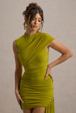 Nocturnal Green Ruched Mini Dress With Sash