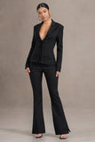 Brianca Black High-Waisted Split Wide-Leg Trousers