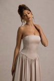 Keyton Champagne Satin Bandeau Midi Dress