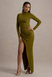 Victoria Green Long-Sleeve Maxi Dress With Wrap Skirt