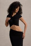 Pia Black Short-Sleeve Maxi Dress With Cut-Out
