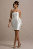 Lovebug Ivory Bandeau Mini Dress With Tulip Skirt