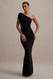 Alethea Black Asymmetric Bardot Maxi Dress