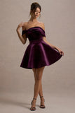 Dede Port Velvet Bow Bardot Skater Mini Dress