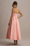 Annalise Pink Bandeau Skater Midi Dress