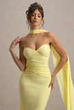 Rosabel Lemon Sweetheart Maxi Dress With Sash