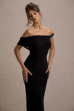 Alonza Black Twisted Bardot Maxi Dress