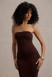 Angelie Brown Bandeau Bodycon Maxi Dress