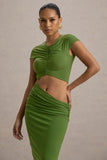 Pia Green Short-Sleeve Maxi Dress With Cut-Out