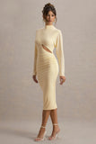 Pandora Lemon Long-Sleeve Maxi Dress With Cut-Out