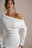 Lou White One-Shoulder Asymmetric Maxi Dress