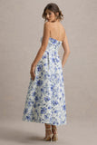 Annalise Blue Floral Print Bandeau Skater Midi Dress