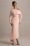 Lou Pink One-Shoulder Asymmetric Maxi Dress