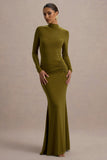 Reid Green Long-Sleeve Gathered Maxi Dress
