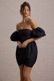 Ramone Black Bardot Mini Dress With Tulip Hem