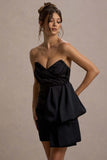 Winner Black Bandeau Mini Dress With Oversized Bow