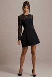 Birdie Black Lace Long-Sleeve Mini Dress