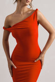 Lita Orange Twisted Asymmetric Maxi Dress