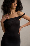 Skye Black Twisted Bardot Midi Dress