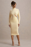 Pandora Lemon Long-Sleeve Maxi Dress With Cut-Out