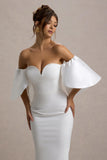 Dalani White Corset Maxi Dress With Satin Puff Sleeves