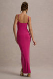 Emmalou Hot Pink Strappy Split Maxi Dress With Bow