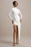 Victoria White Long-Sleeve Maxi Dress With Wrap Skirt
