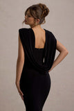 To The Moon Black Cowl-Back Maxi Dress