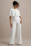 Leanna White Straight-Leg Jumpsuit With Cape