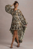 Namir Snake Print High-Low Chiffon Maxi Dress