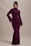 Anderson Burgundy High-Neck Cut-Out Maxi Dress