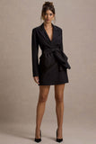 Prized Black Tailored Blazer Mini Dress With Bow