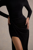Victoria Black Long-Sleeve Maxi Dress With Wrap Skirt
