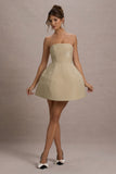 Clarabell Cream Sequin Bandeau Structured Mini Dress